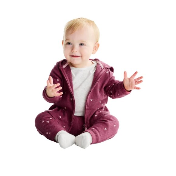 NWT Carter's Baby 3-piece Pink with Hearts Jacket Set Size 6M - Picture 4 of 4